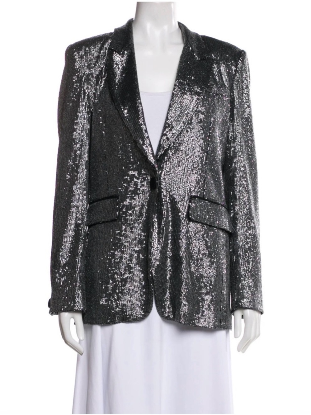 Rachel Zoe Silver Sequin Blazer Jacket